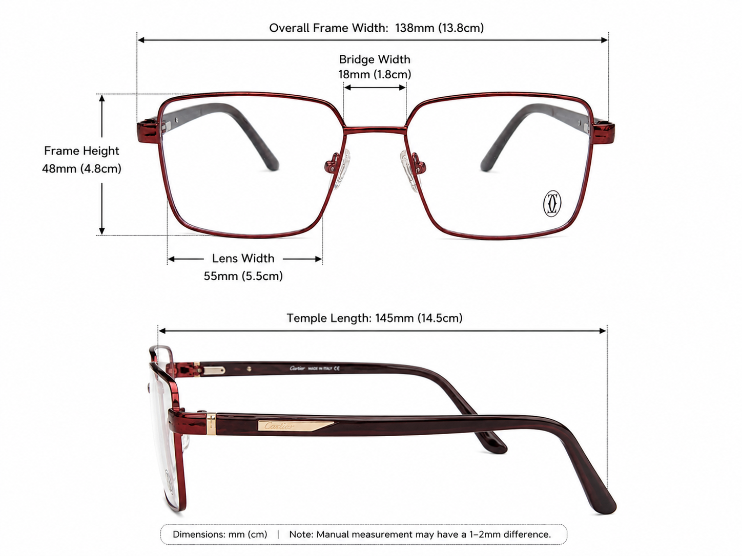 Modern Square Metal Eyeglasses Frame for Men & Women