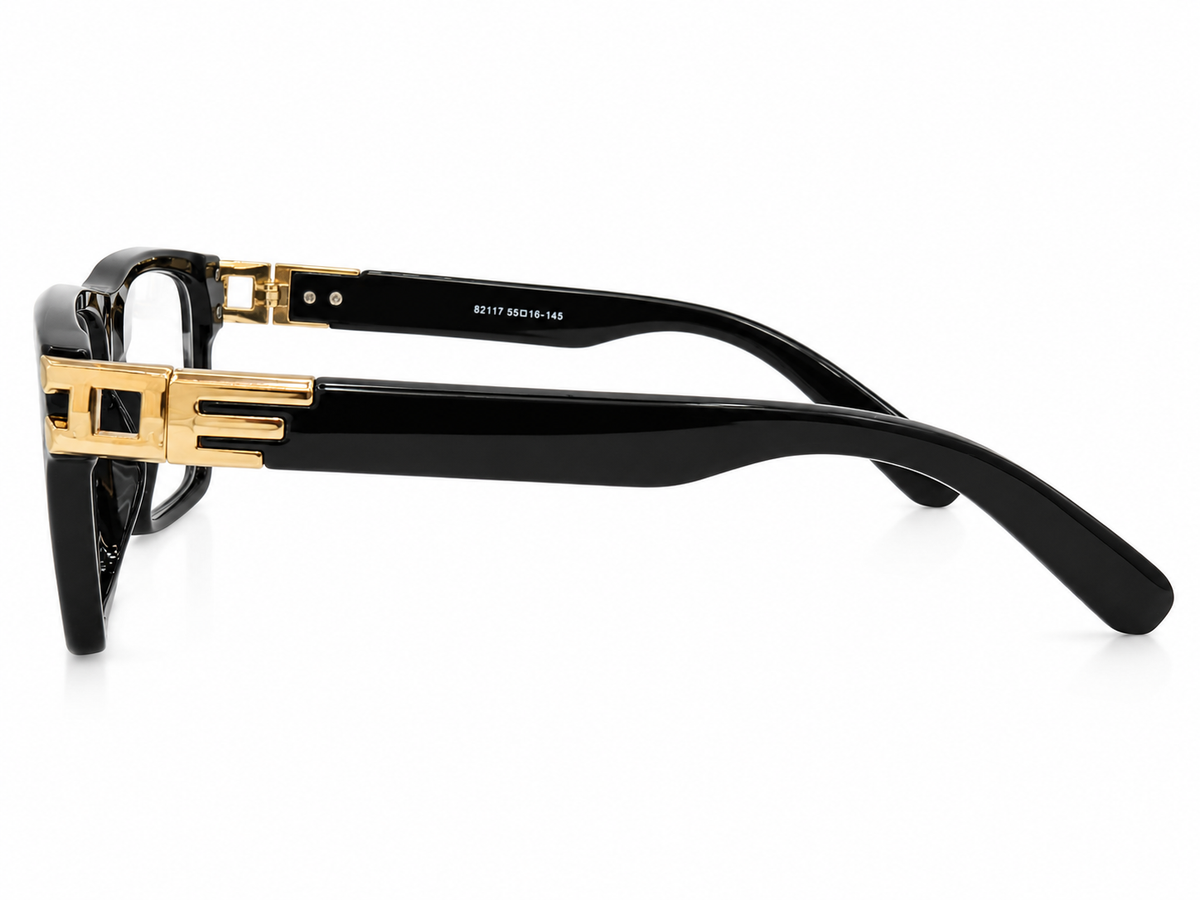 Black & Gold Rectangular Eyeglasses