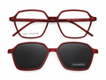 Geometric Polarized Clip-On Eyeglasses – Matte Burgundy Red