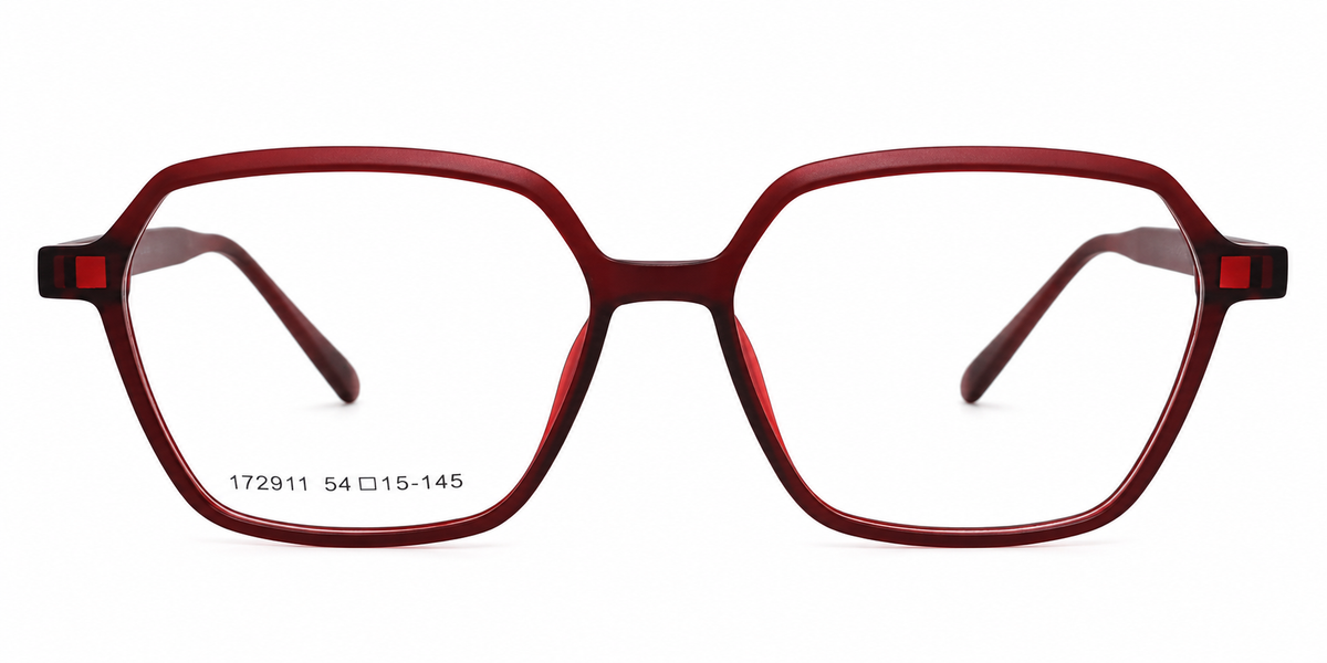 Geometric Polarized Clip-On Eyeglasses – Matte Burgundy Red