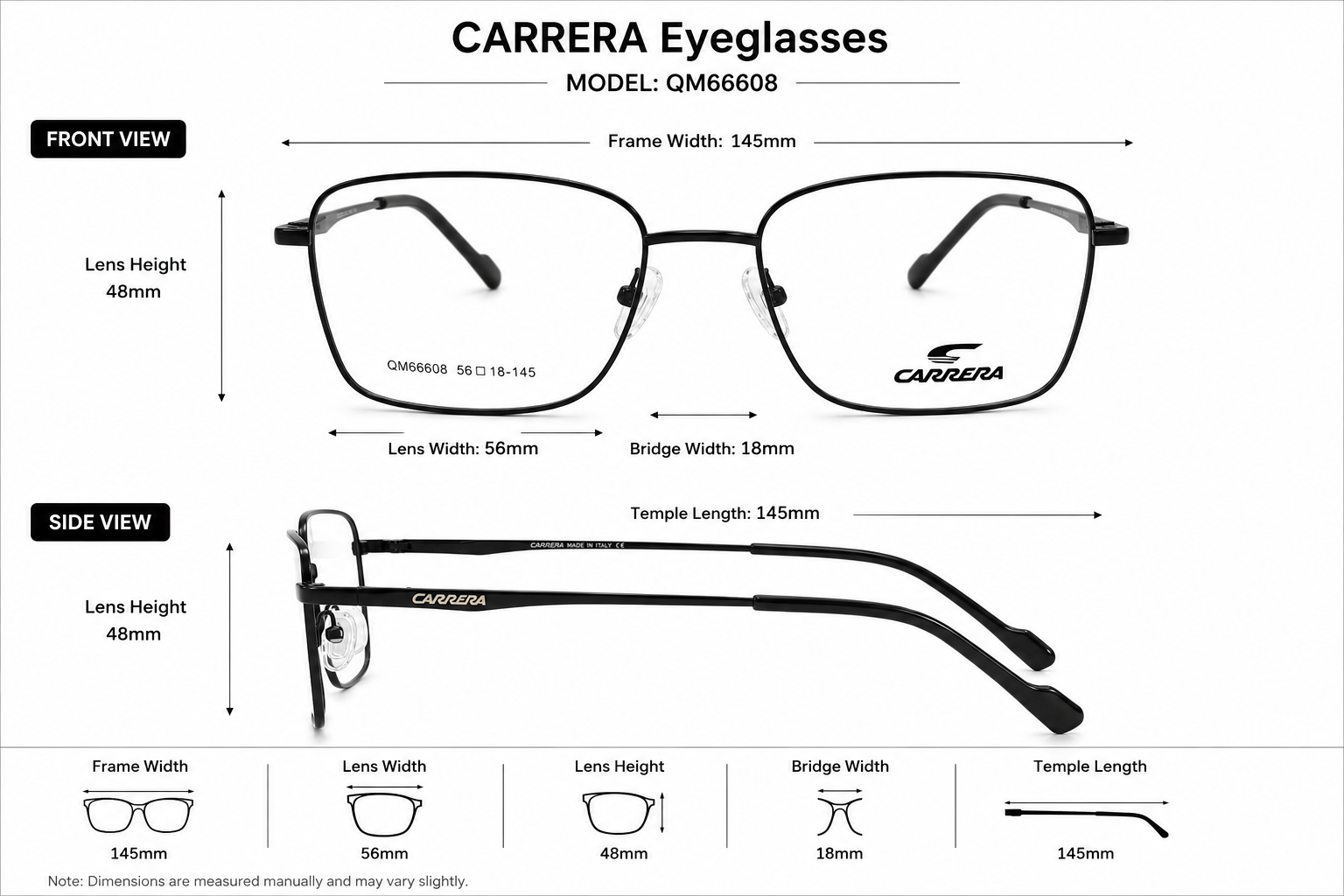 Square Metal Optical Eyeglasses Frame