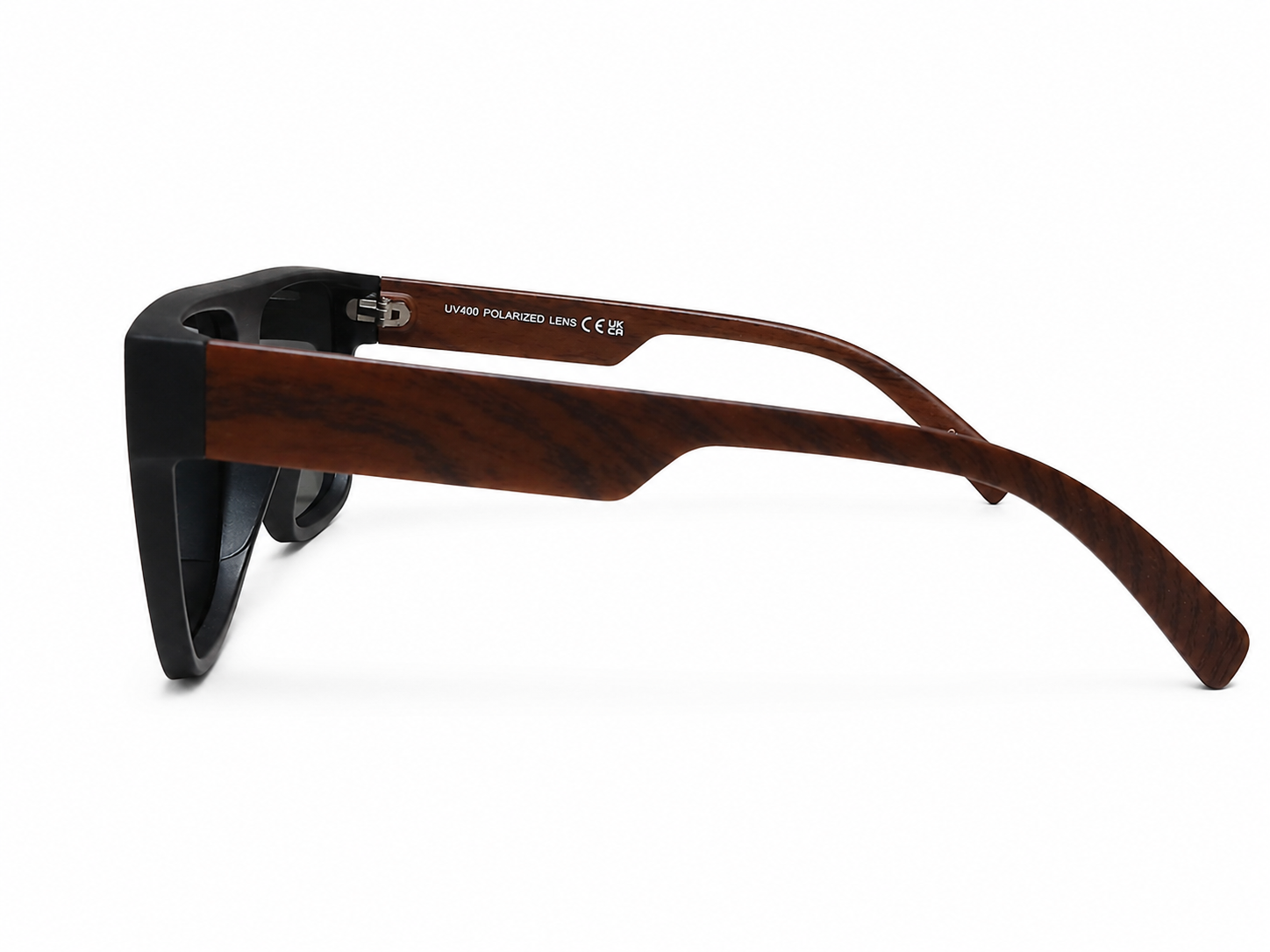 Classic Polarized Square Sunglasses - Wood-Style Temples