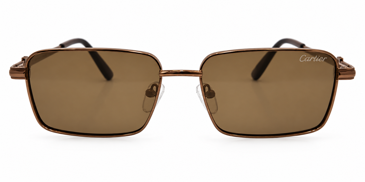 Rectangular Brown Sunglasses – Bronze Metal Frame