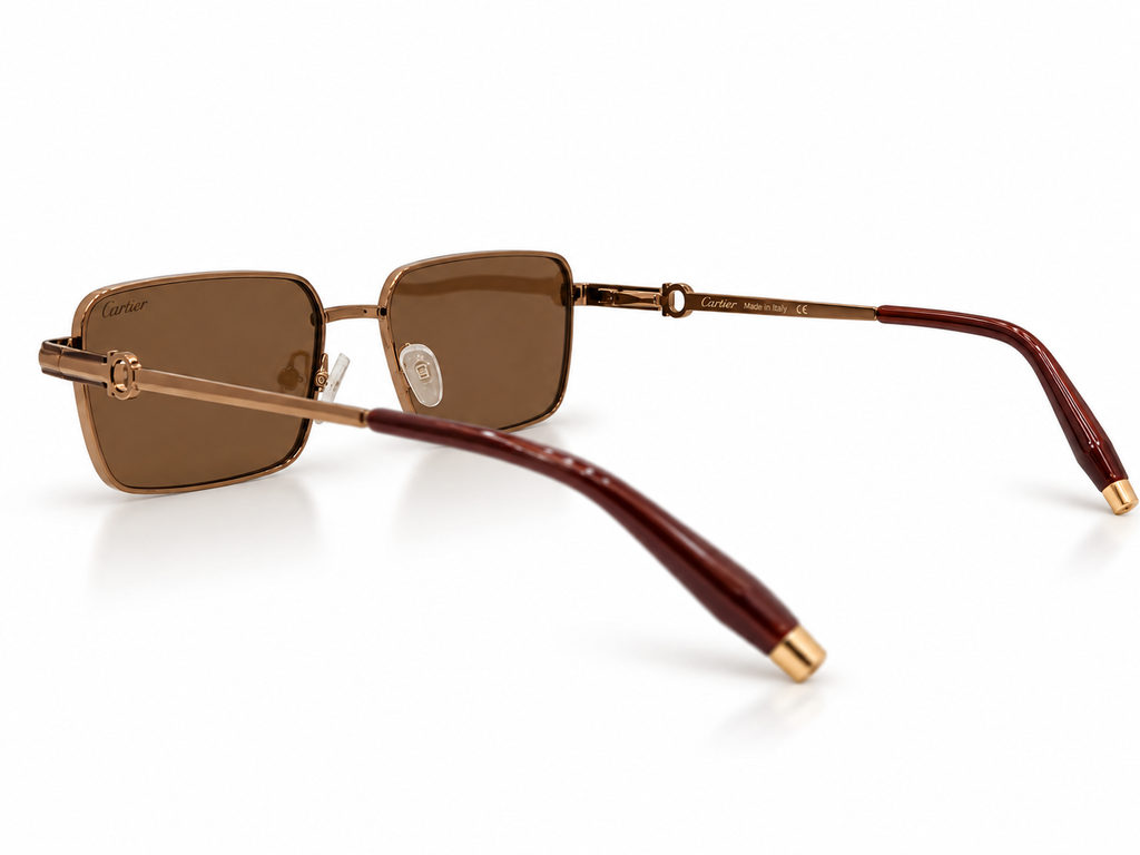 Rectangular Brown Sunglasses – Bronze Metal Frame