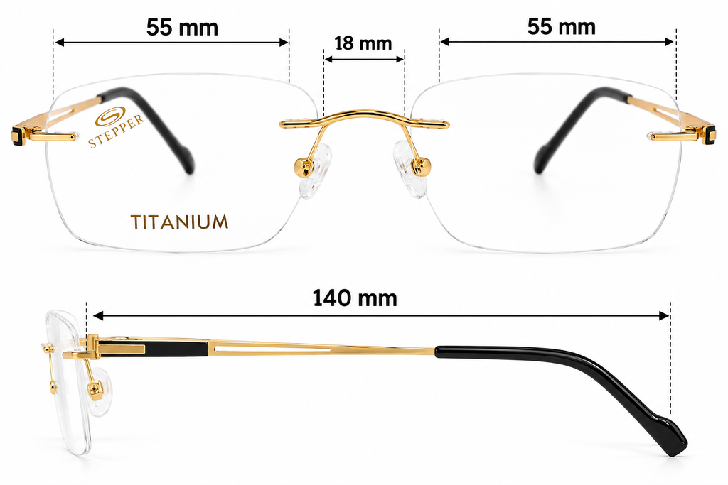 Golden Titanium Rimless Eyeglasses