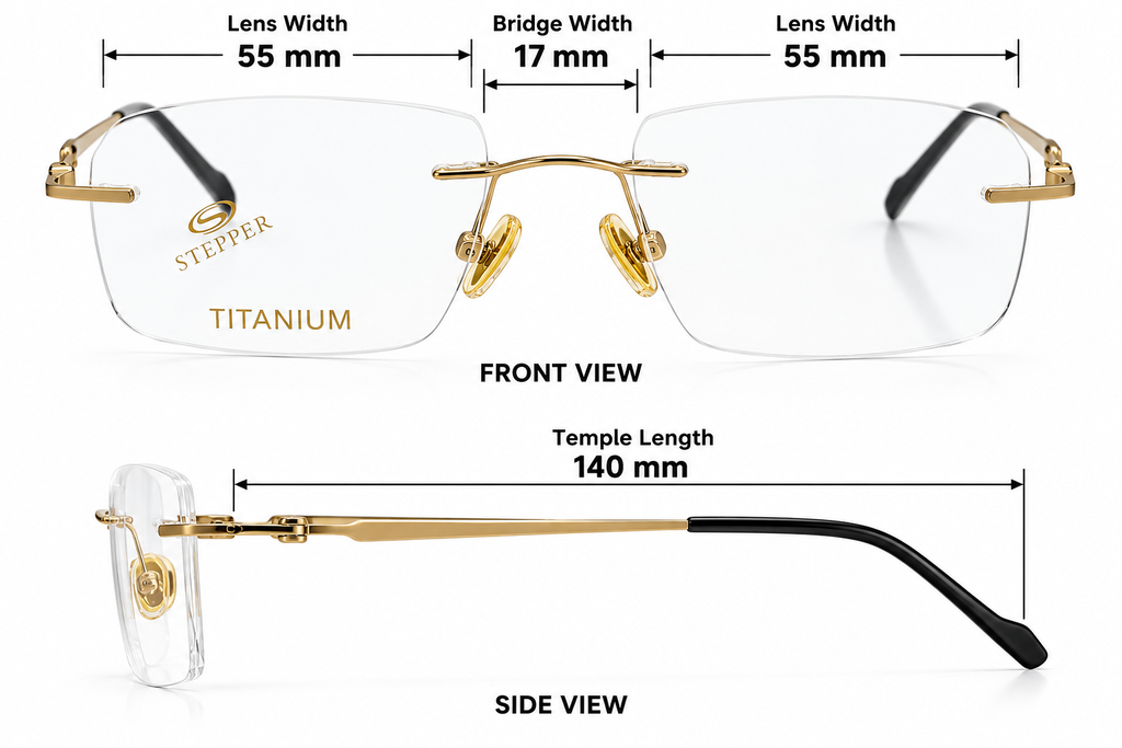 Titanium Rimless Rectangular Eyeglasses