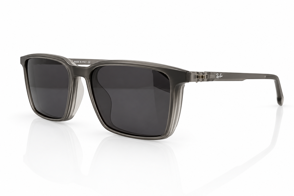 Rectangular Eyeglasses with Polarized Clip-On Sunglass Attachment – 8090