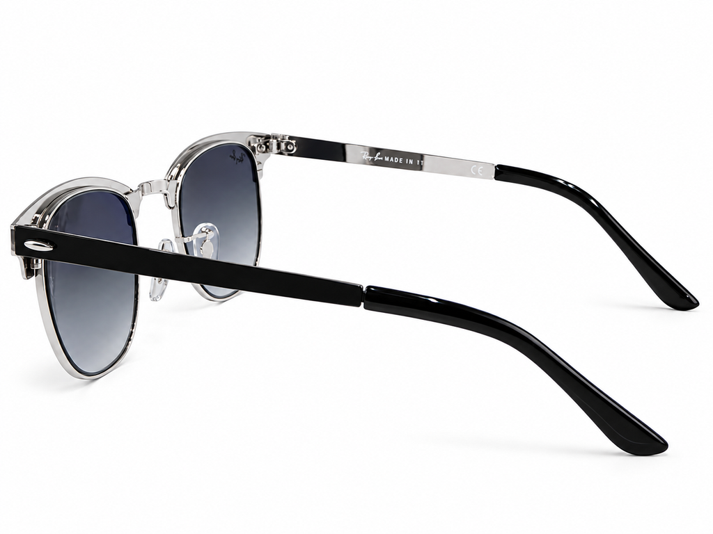 RB3716 Clubmaster Sunglasses – Black & Silver Frame