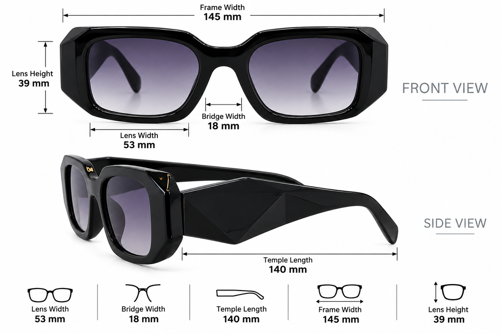 Black Geometric Sunglasses – Gradient Lens