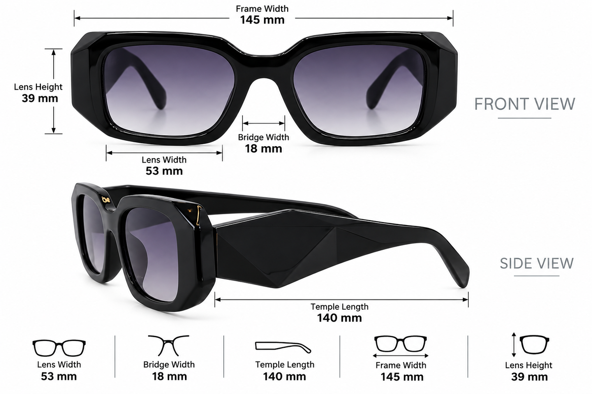 Black Geometric Sunglasses – Gradient Lens