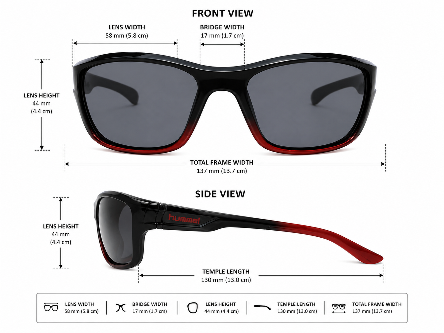 Sports Wraparound Sunglasses – Unisex | Black & Red Frame