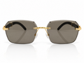 Luxury Rimless Rectangular Sunglasses – Wooden Texture