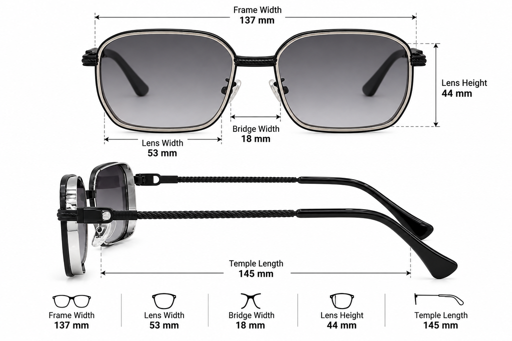 Silver Mercury Rectangle Sunglasses