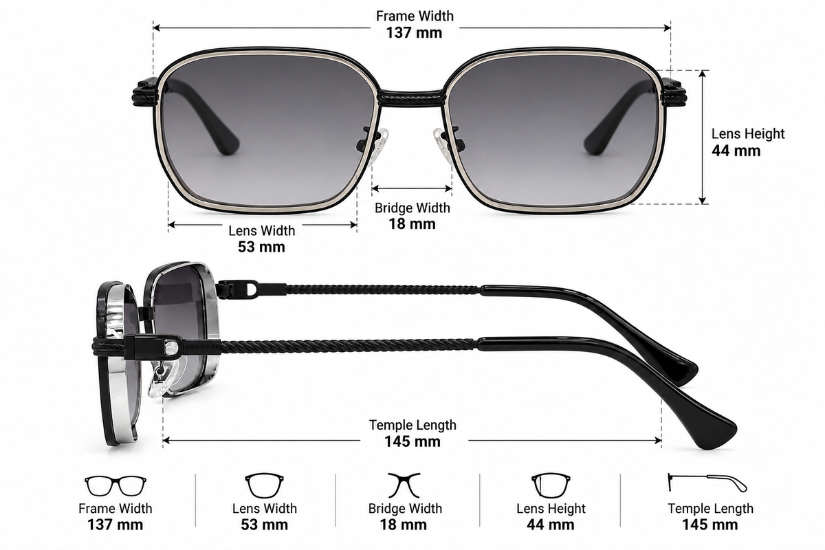 Silver Mercury Rectangle Sunglasses
