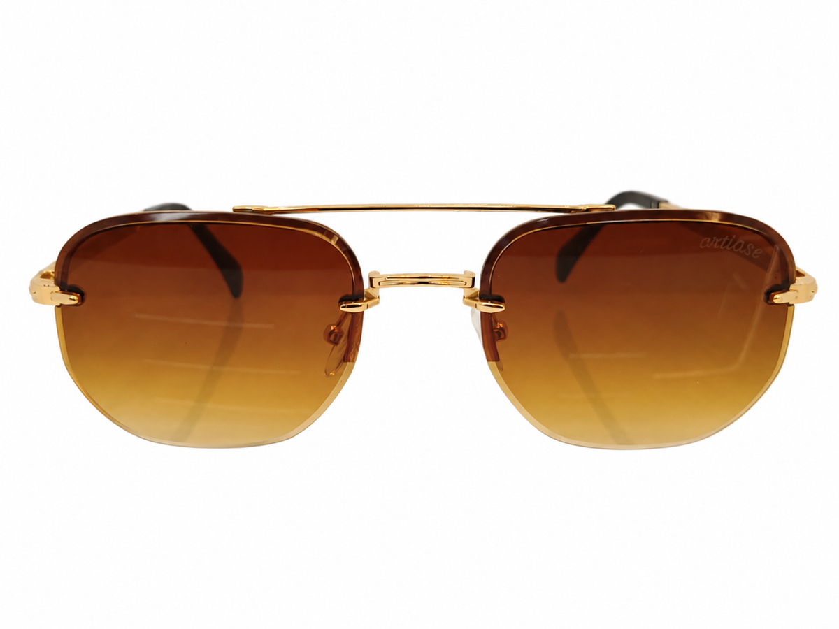 Luxury Gold Double Bridge Sunglasses – Gradient Rimless