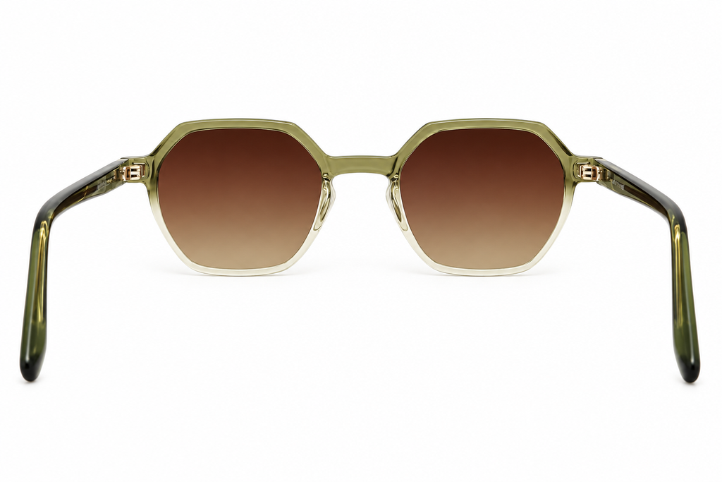 Transparent Olive Green Geometric Sunglasses