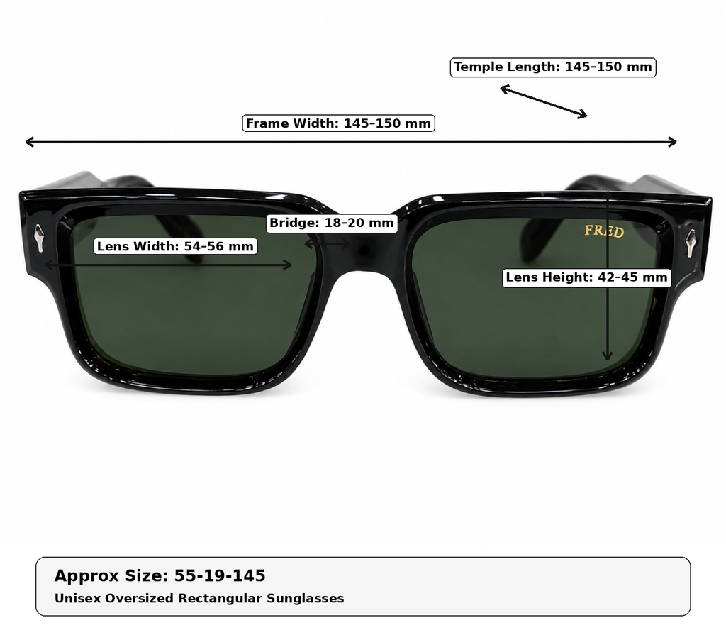 FRED Unisex Oversized Rectangular Sunglasses