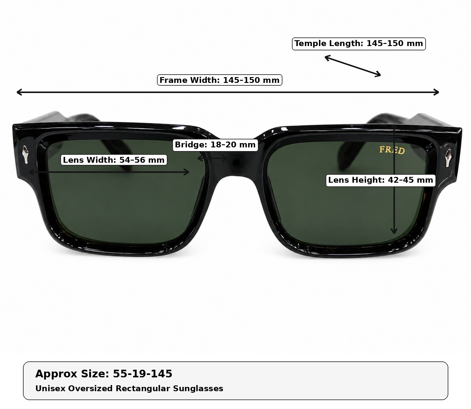 FRED Unisex Oversized Rectangular Sunglasses