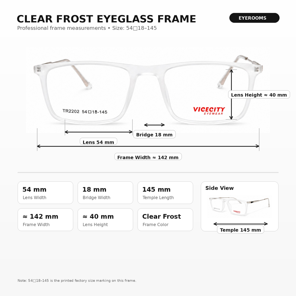 Clear Frost Rectangle Eyeglasses Frame – Lightweight  Eyewear for Men & Women