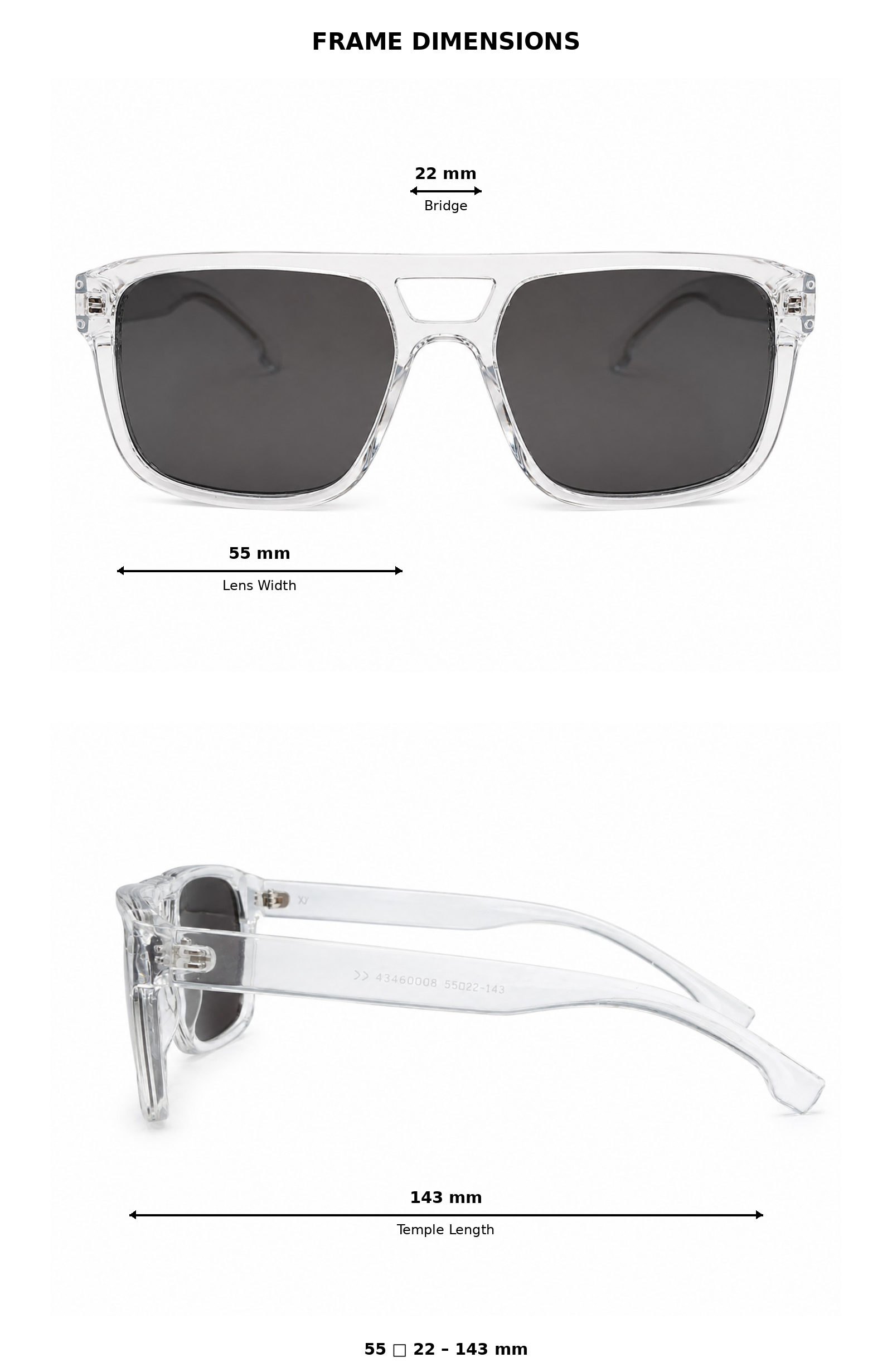 Clear Transparent Square Sunglasses For Men & Women
