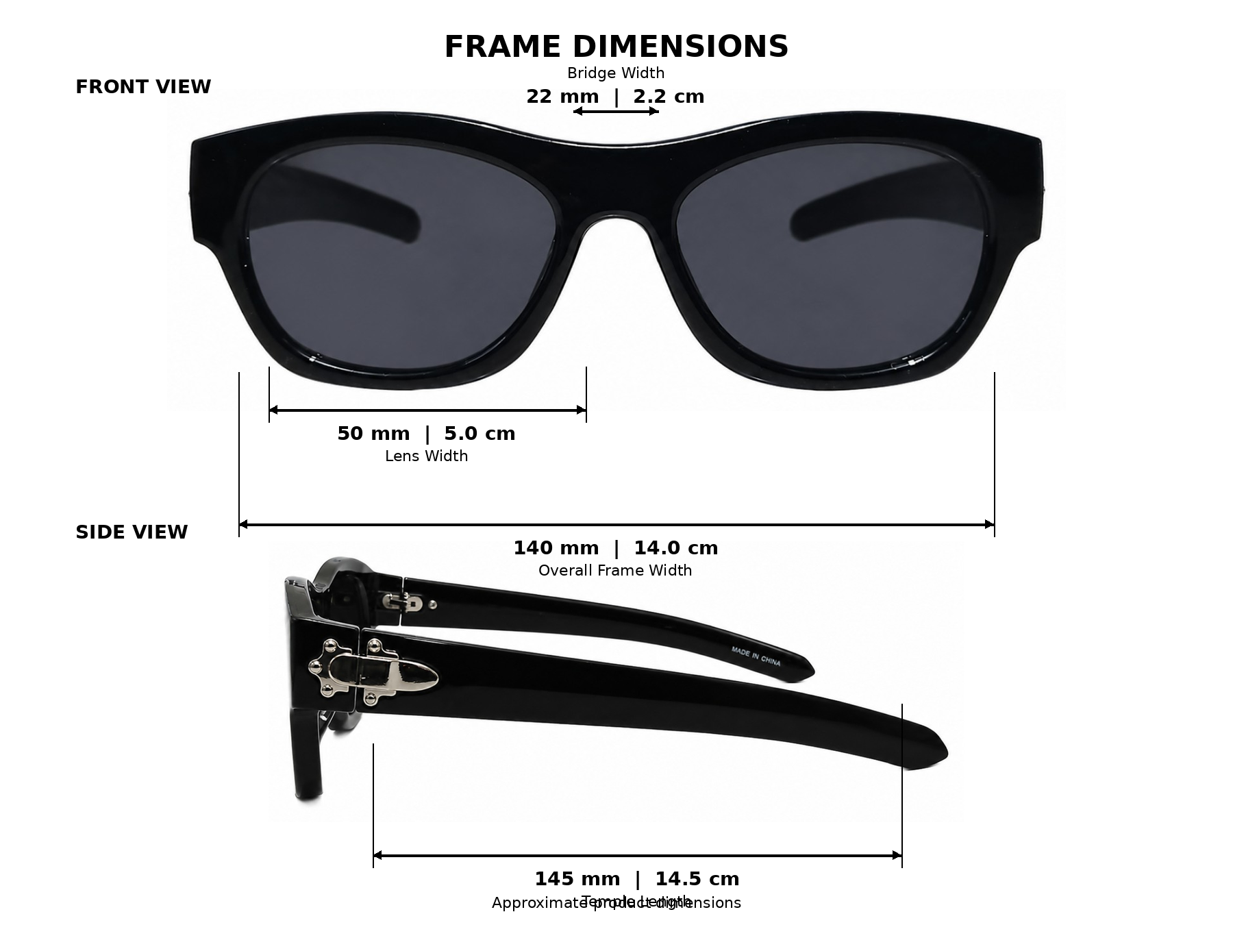 Classic Black Square Sunglasses For women